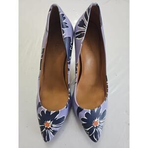 J. CREW Factory Floral print heels Size 8 Pumps Slip Ons Women's Shoes Purple
